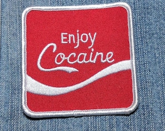 Parche bordado clásico para planchar "Enjoy Cocaine" de 7,6 cm (3 pulgadas)