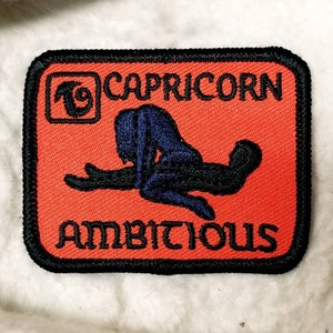 Vintage Capricorn Astrology Sign Sex Position Embroidered Iron-On Patch 2 1/2" X 2''