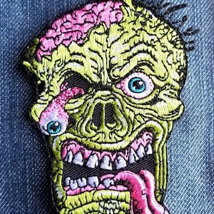 Hanging Eye Skull Embroidered Patch Iron On 3 1/2&quot; X 2 1/2&quot;