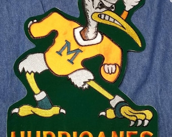 Miami Hurricanes  Vintage 90s Large Embroidered Sew On Patch 12" X 10" Rare!!
