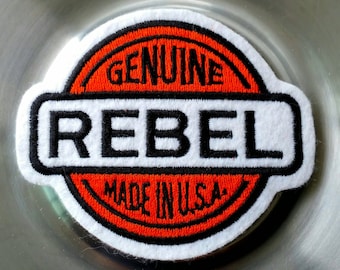 Genuine Rebel Made In The USA Embroidered Biker Iron On Patch 3 1/2" X 3"