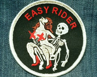 Easy Rider Iron On Biker Patch, Embroidered  3"