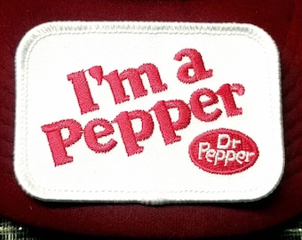 Dr. Pepper "I'm A Pepper" Iron On Embroidered Patch 3" X 2"