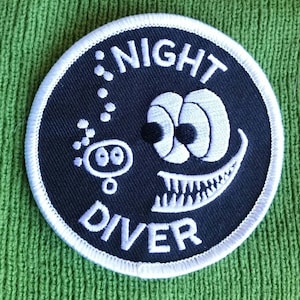 Vintage Nightdiver Scuba Embroidered Iron On Patch 3&quot;