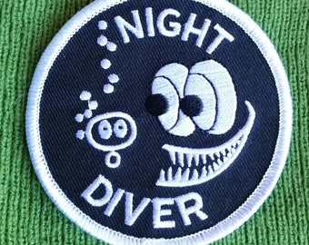 Vintage Nightdiver Scuba Embroidered Iron On Patch 3"