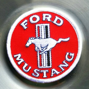 Vintage Red Ford Mustang Embroidered Racing Patch 3&quot;