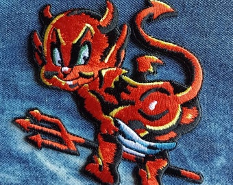 Devil Mooning Embroidered  Iron On Patch 3 1/2" X 3 1/4"