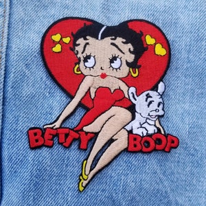 Classic  Valentine Girl Betty Boop Embroidered Iron-on Patch 4" X  3"