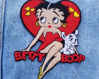Classic  Valentine Girl Betty Boop Embroidered Iron-on Patch 4" X  3"