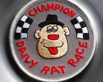 Vintage Champion Daily Rat Race Iron On Embroidered Racing Patch 3"