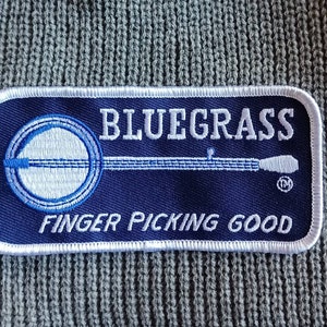 Bluegrass Finger Picking Good Iron On Embroidered  Patch 4 1/2" X 2 1/4"