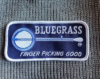 Bluegrass Finger Picking Good Iron On Embroidered  Patch 4 1/2" X 2 1/4"