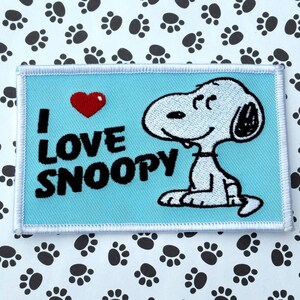 Classic I Love Snoopy Embroidered Iron-On Patch 4" × 2 1/2 "