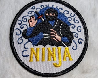 Vintage Ninja Embroidered Iron On Patch 3"