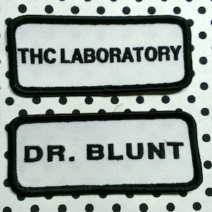 THC Laboratory & Dr. Blunt Embroidered Iron On Patches 3 1/2" X 1 1/2"