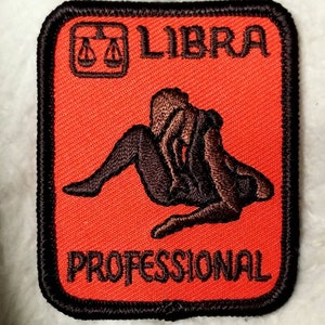 Vintage Libra Astrology Sign Sex Position Embroidered Iron-On Patch 2 1/2" X 2''