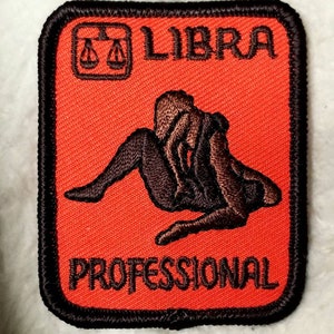Vintage Libra Astrology Sign Sex Position Embroidered Iron-On Patch 2 1/2&quot; X 2&#39;&#39;