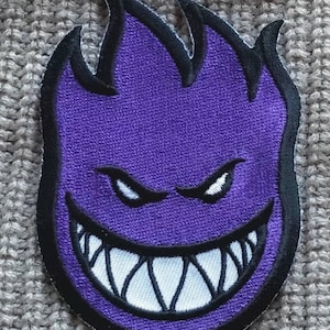 Vintage 90s Purple Spitfire Bighead NOS Skateboarding Embroidered Iron On Patch 3" 1/2  X 2 1/2"