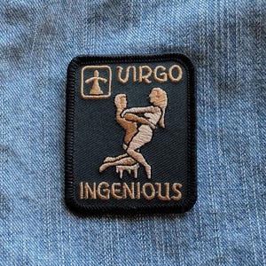 Vintage Virgo Astrology Sign Sex Position Embroidered Iron-On Patch 2 1/2" X 2''