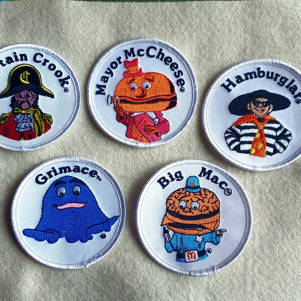 Vintage Lot Of 5 McDonald's Character Embroidered Iron On Patches 3"