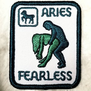 Vintage Aries Astrology Sign Sex Position Embroidered Iron-On Patch 2 1/2" X 2''