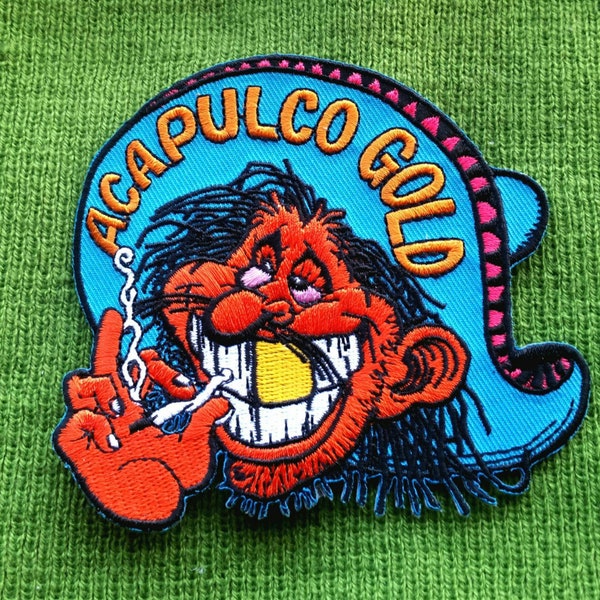 Vintage Acapulco Gold Cannabis Embroidered Iron On Patch 4" X 3 1/2"