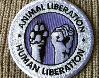 Animal Liberation Embroidered Iron-On Patch, Animal Rights (3")