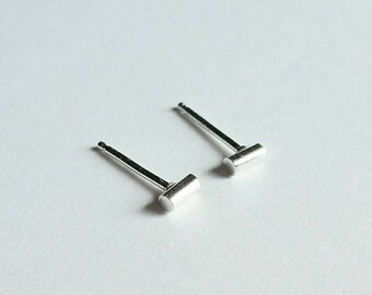Mini Silver Bar Stud Earrings - Short Sterling Silver Bar - Small Rounded Bar Studs - Bar Post Earrings - Small Stud Earrings