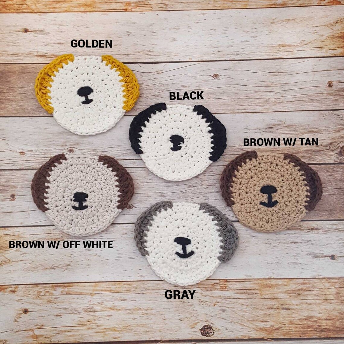 Dog Coasters Puppy Face Coaster Crochet Dog Breakfast Etsy