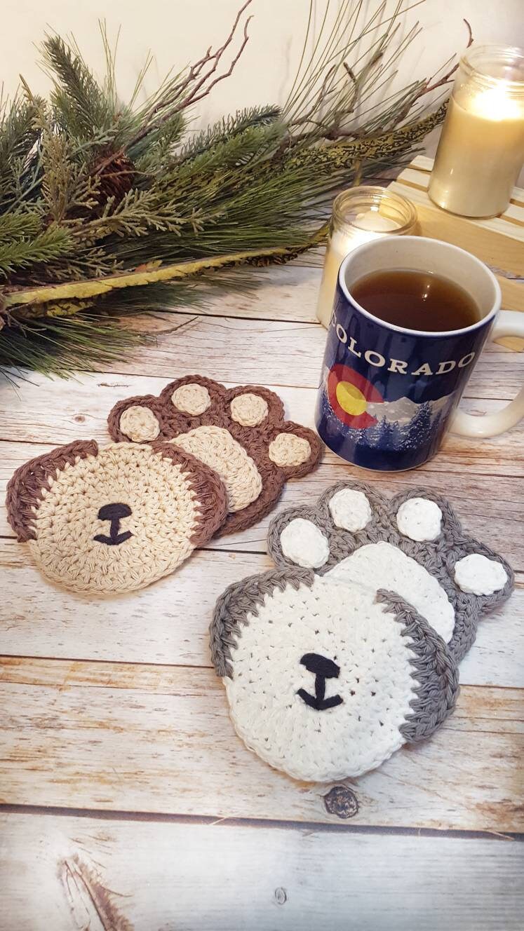 Dog Coasters Dog Coaster Set Crochet Paw Crochet Coaster Etsy