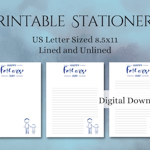 Día del Padre imprimible, Tamaño de carta de EE. UU., Membrete, Forrado y sin forro/ Descarga instantánea