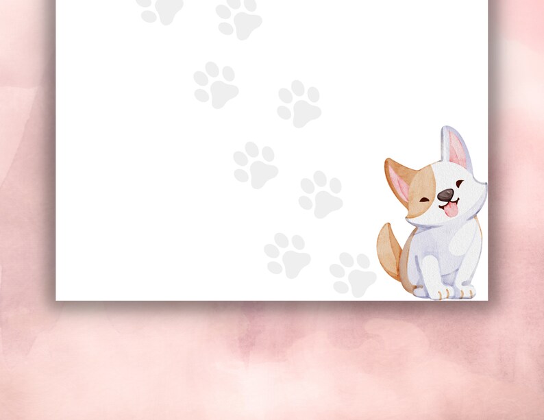 Printable Kawaii Dog Stationery, US Letter Size, Letterhead, Lined ...