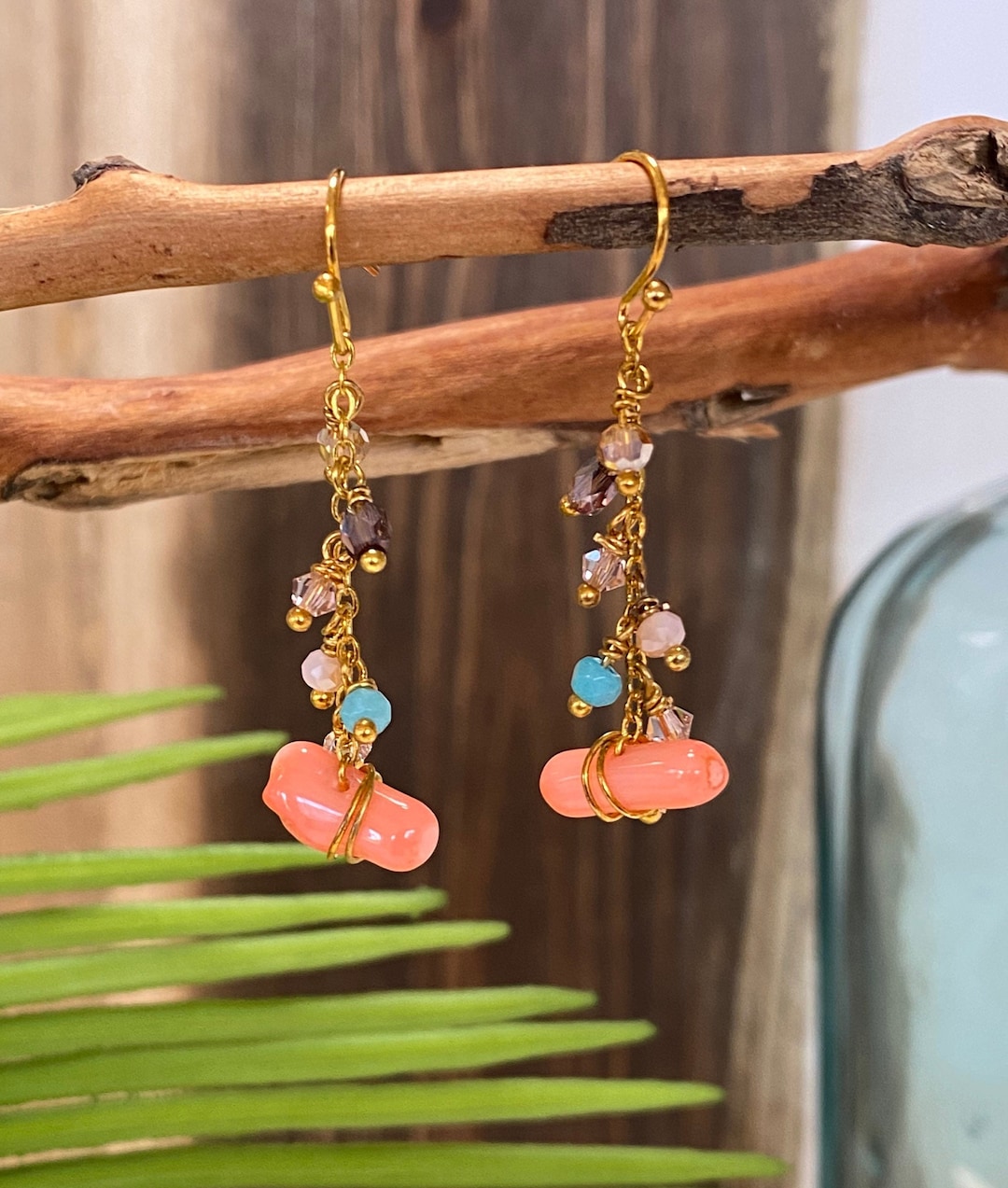 Orange Coral Earrings Healing Jewelry Handmade in Hawaii Etsy