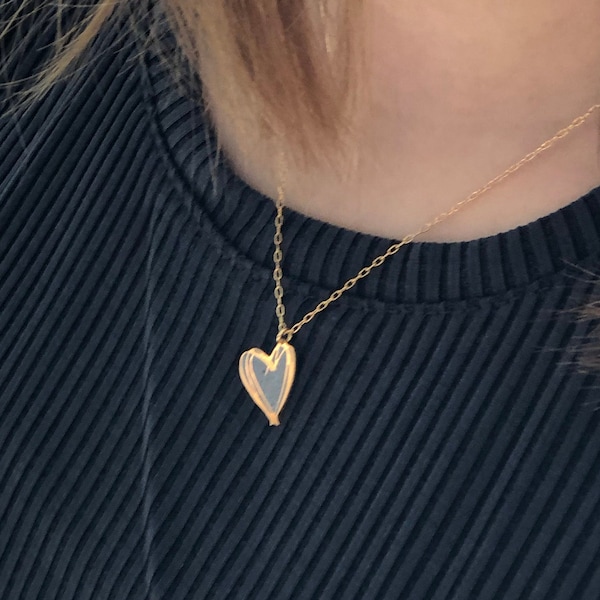 READY TO SHIP Asymetrical Heart Gold Necklace