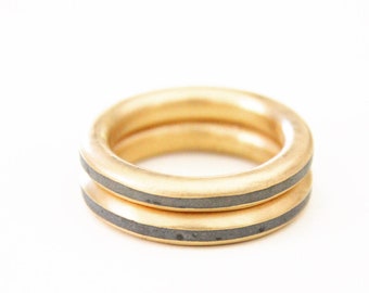 Gold concrete band, Minimalist brass ring, Plated gold and concrete ring, Contemporary ring, modern ring, stacking ring