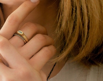 Handmade Modern Gold concrete oval Ring / Top Concrete Ring / Delicate gold Ring / modern Concrete Ring / Minimalist Band