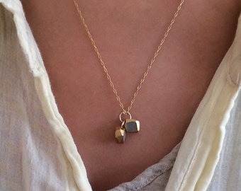 Double Nugget Gold and Concrete Necklace by Hadas Shaham