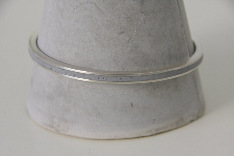 concrete jewelry geometric jewelry Silver and concrete bangle bracelet concrete bangle Minimalist silver bracelet Contemporary bracelet