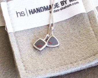 Double Red Thread Silver Pendants Necklace