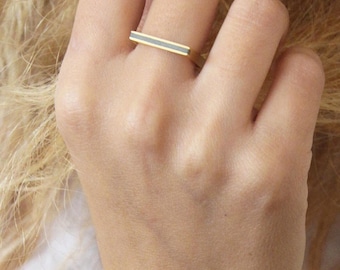 Dainty Gold and Concrete Line Ring