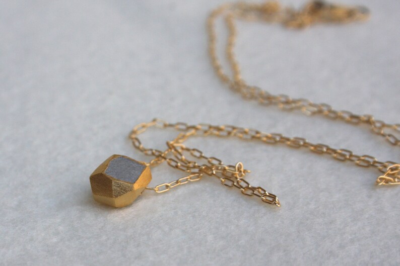 Plated Gold Necklace Gold and Concrete Necklace Minimalist Etsy