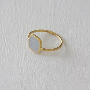 Delicate Square Concrete And Silver Frame Ring