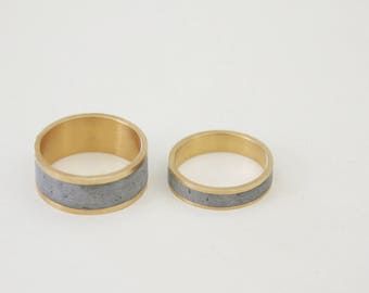 Couples Wedding Gold and Concrete bands