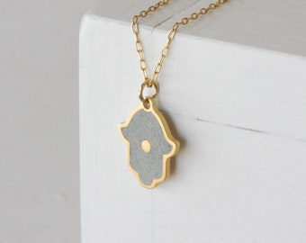 Gold Dot Hamsa Pendant Necklace