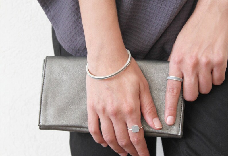 concrete jewelry geometric jewelry Silver and concrete bangle bracelet concrete bangle Minimalist silver bracelet Contemporary bracelet
