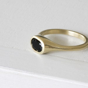 14K Solid Gold and Black Spinel Oval Ring image 2