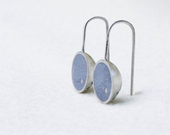 Semicircle Silver Dangle Earrings, Concrete Earrings, silver modern earrings, Dangle contemporary earrings, concrete jewelry, Hadas Shaham