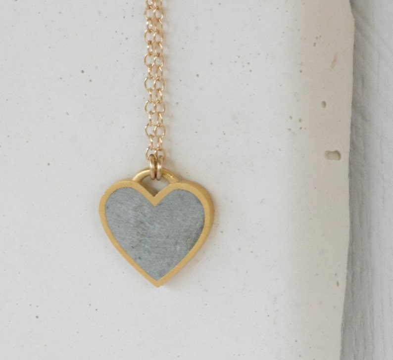 Concrete Gold Heart Necklace Gift image 2