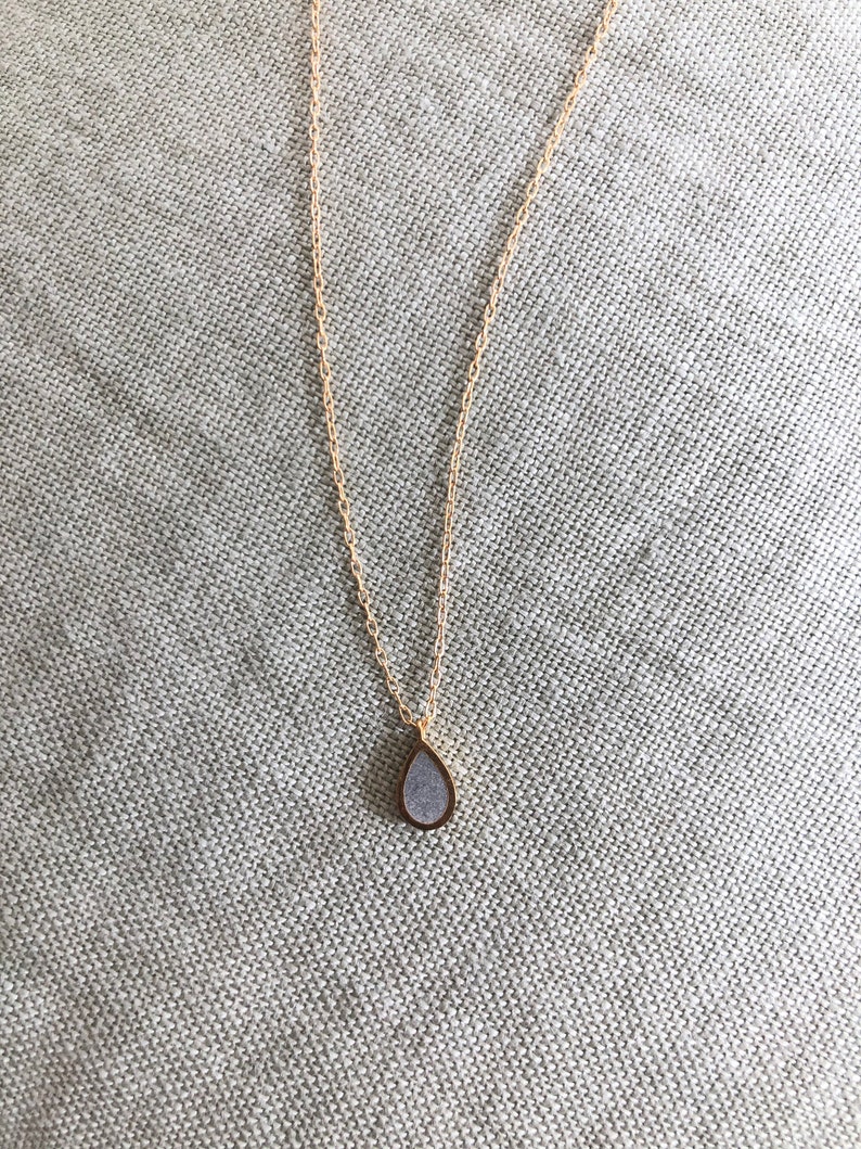 Gold Teardrop Necklace Gold Concrete Necklace Everyday Gold Etsy UK