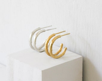 Gold Organic Artisan Handmade Hoop Earrings By Hadas Shaham